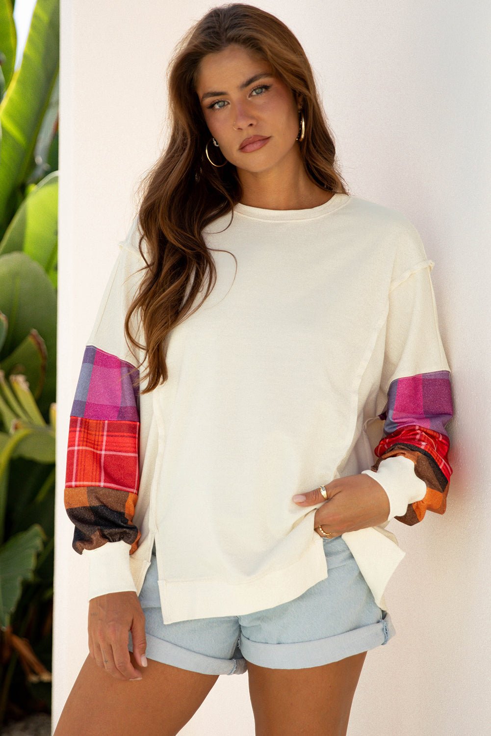 Anika Seam Patchwork top Long Sleeve Top - Hello Beautiful BoutiqueLong Sleeve TopsThreaded Pear