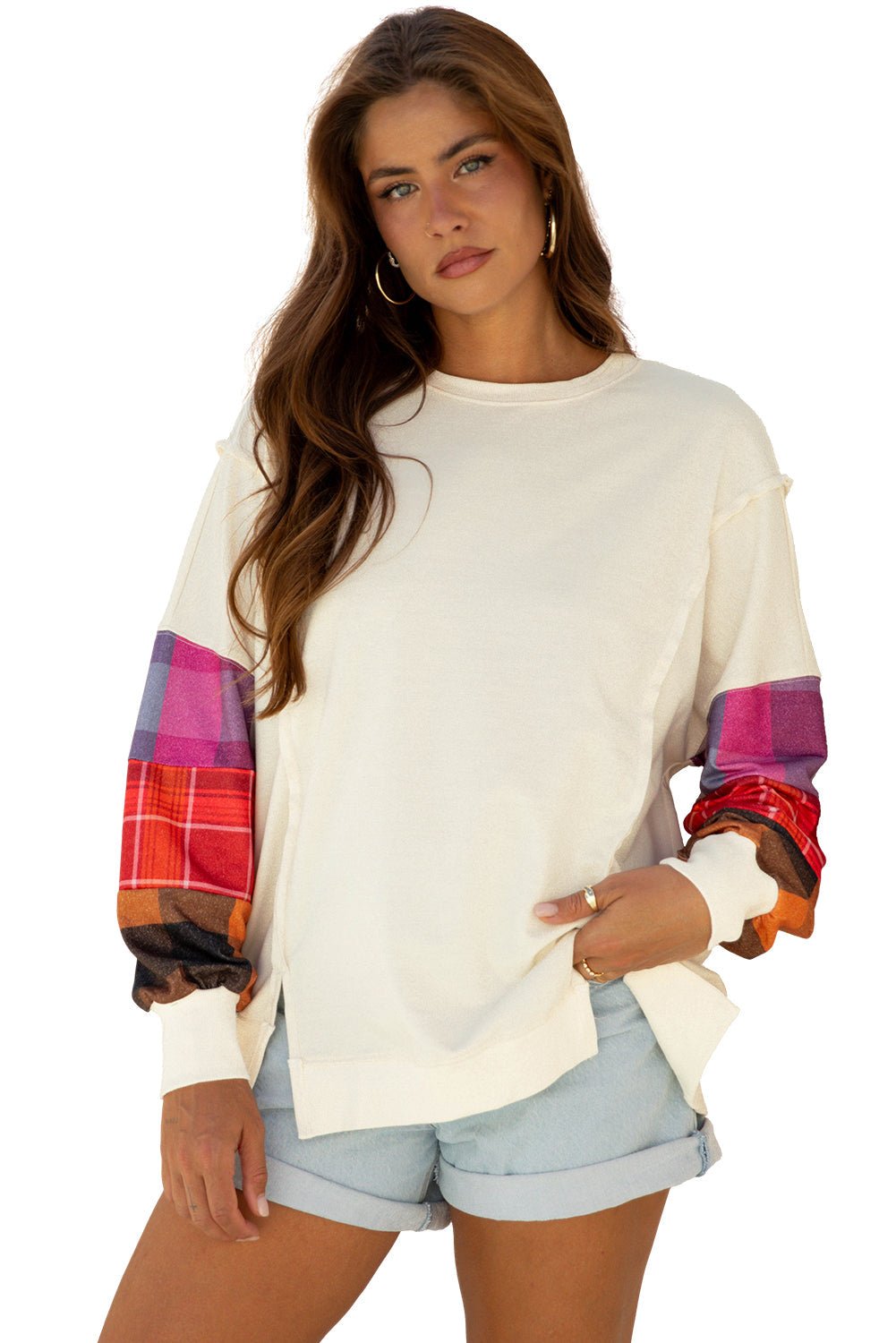 Anika Seam Patchwork top Long Sleeve Top - Hello Beautiful BoutiqueLong Sleeve TopsThreaded Pear