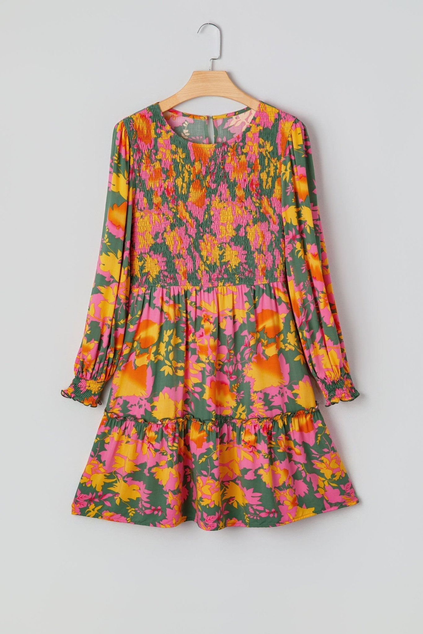 Anna Smocked Ruffled Mini Dress - Hello Beautiful BoutiqueFloral DressesThreaded Pear