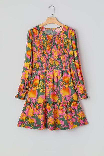 Anna Smocked Ruffled Mini Dress - Hello Beautiful BoutiqueFloral DressesThreaded Pear