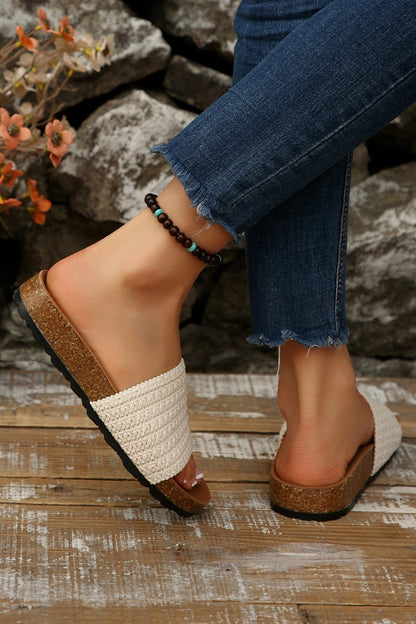 Anne Open toe Flat Slippers - Hello Beautiful BoutiqueSlippersThreaded Pear