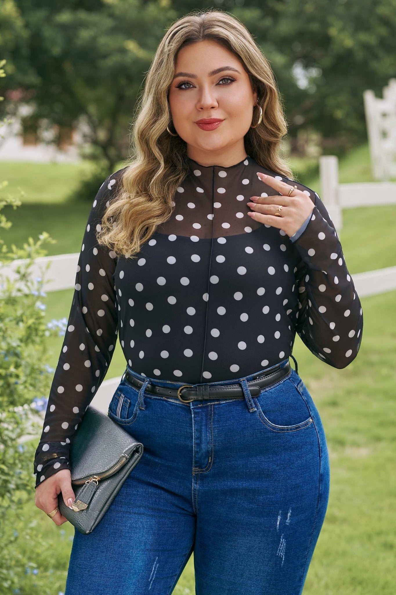 Anne Sleeve Mesh top Long Sleeve PLUS Top - Hello Beautiful BoutiquePlus Size Long Sleeve TopsThreaded Pear