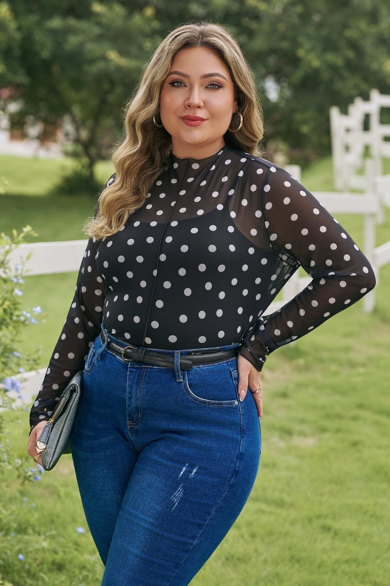 Anne Sleeve Mesh top Long Sleeve PLUS Top - Hello Beautiful BoutiquePlus Size Long Sleeve TopsThreaded Pear