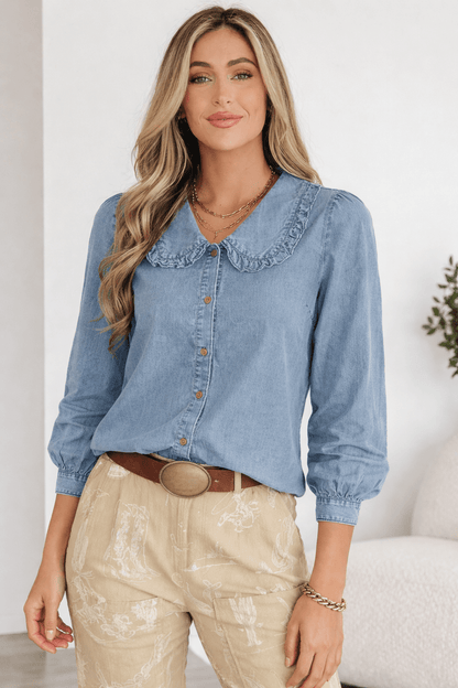 Antonella Pan Collar Western Shirt - Hello Beautiful BoutiqueBlouses & ShirtsThreaded Pear