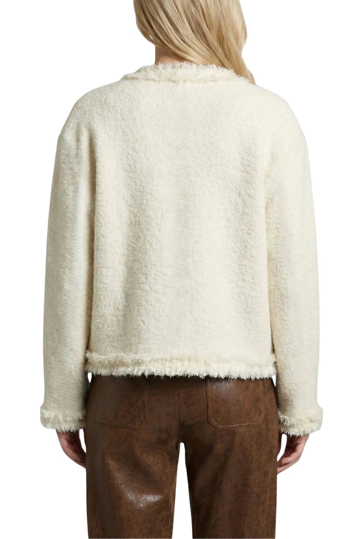 APNY Coco Frayed Cropped Jacket in Off White - Hello Beautiful BoutiqueAPNY