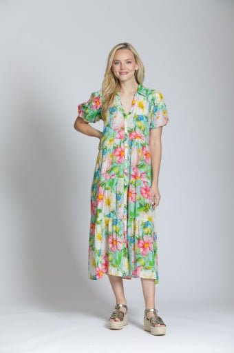 APNY Tiered Puff Sleeve Dress T39P/C - 664D/NC - Hello Beautiful BoutiqueDressAPNY