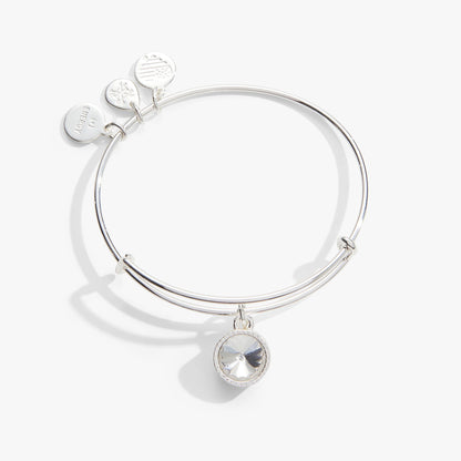 April Clear Crystal Birthstone Charm Bangle