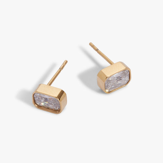 April Emerald-Cut Birthstone Stud Earrings - Hello Beautiful BoutiqueEarringsALEX AND ANI