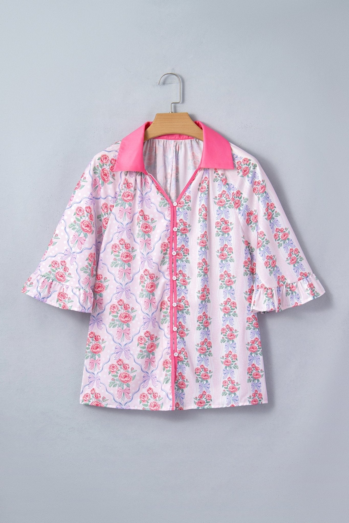 Araceli Ruffled Half Sleeve Shirt - Hello Beautiful BoutiqueBlouses & ShirtsThreaded Pear