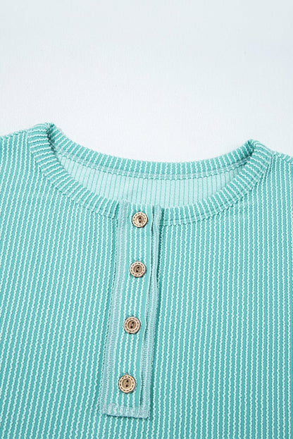Aria Knit Colorblock Henley Top - Hello Beautiful BoutiqueLong Sleeve TopsThreaded Pear