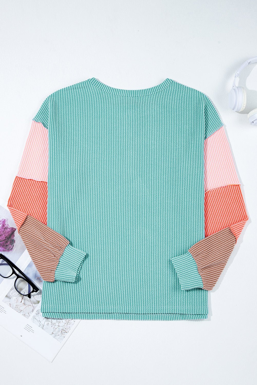 Aria Knit Colorblock Henley Top - Hello Beautiful BoutiqueLong Sleeve TopsThreaded Pear
