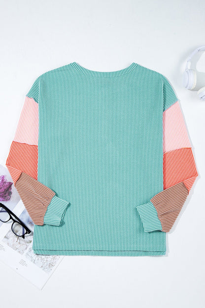 Aria Knit Colorblock Henley Top - Hello Beautiful BoutiqueLong Sleeve TopsThreaded Pear