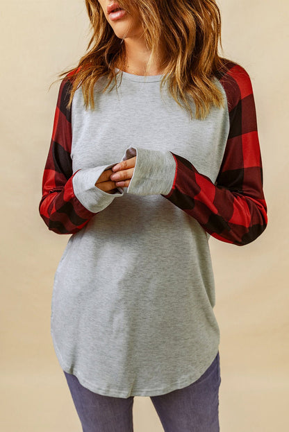 Aria Plaid Long Sleeve Sweatshirt - Hello Beautiful Boutique$2.99 SALEThreaded Pear