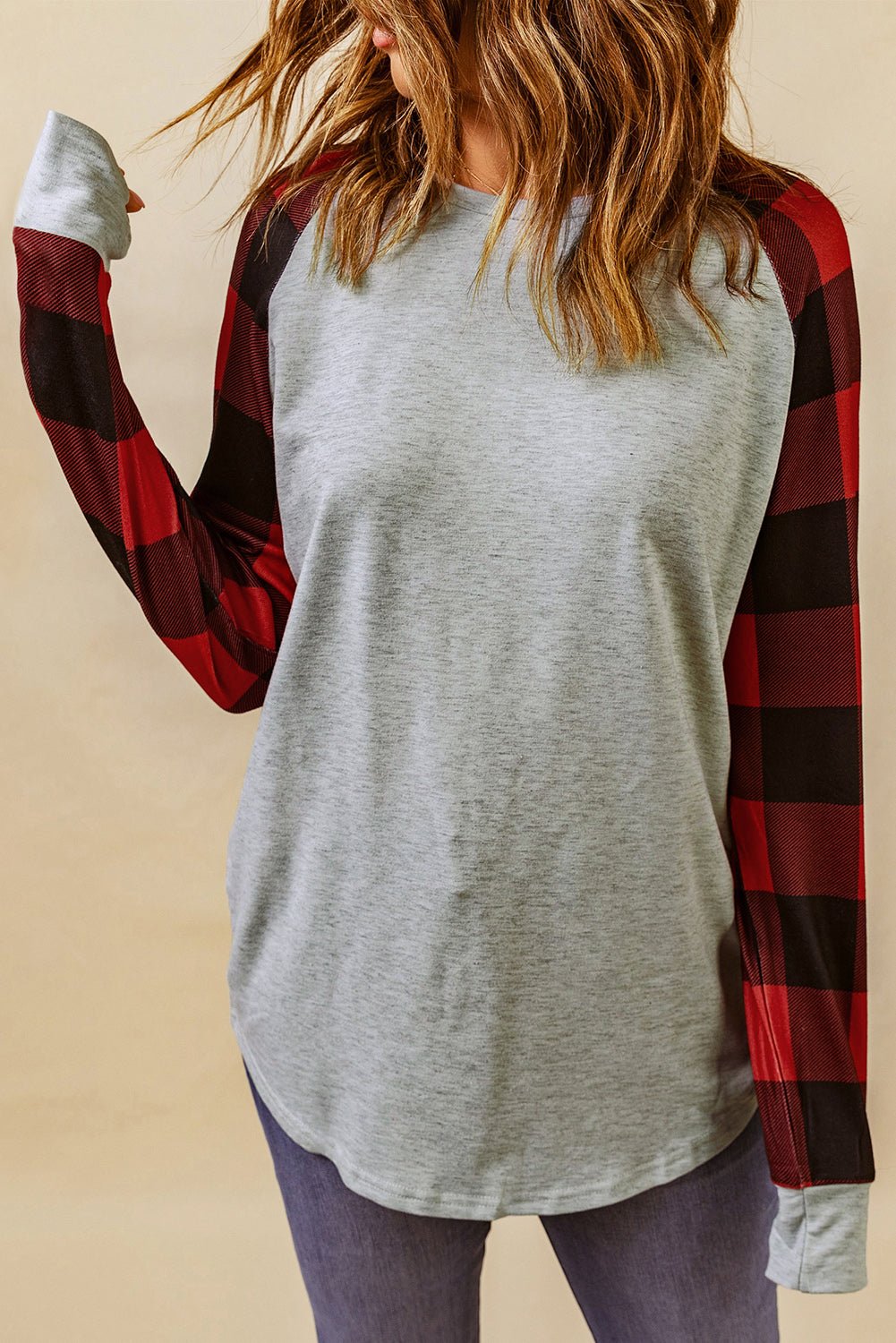 Aria Plaid Long Sleeve Sweatshirt - Hello Beautiful Boutique$2.99 SALEThreaded Pear