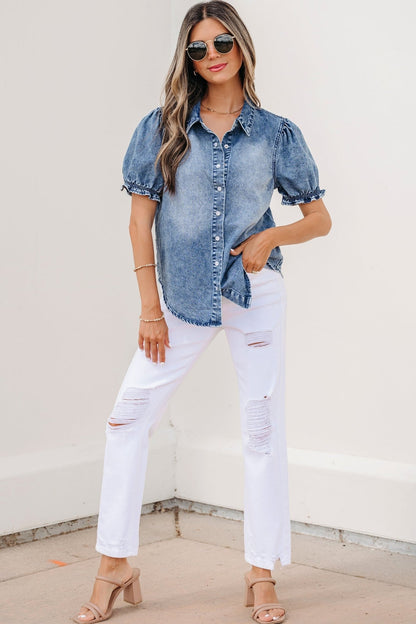Ariana Short Sleeve Snap Shirt - Hello Beautiful BoutiqueBlouses & ShirtsThreaded Pear
