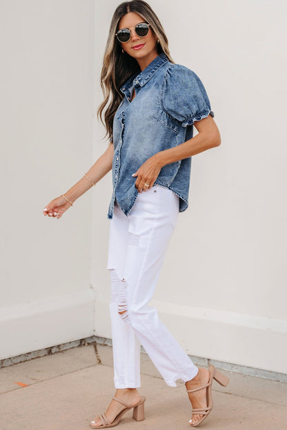 Ariana Short Sleeve Snap Shirt - Hello Beautiful BoutiqueBlouses & ShirtsThreaded Pear
