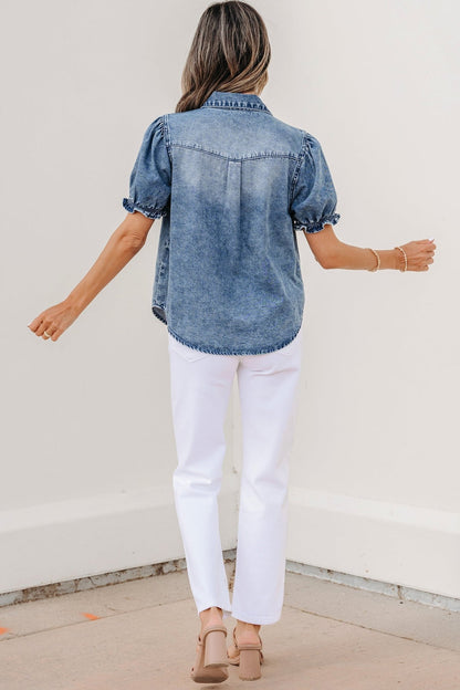 Ariana Short Sleeve Snap Shirt - Hello Beautiful BoutiqueBlouses & ShirtsThreaded Pear