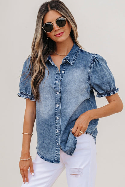Ariana Short Sleeve Snap Shirt - Hello Beautiful BoutiqueBlouses & ShirtsThreaded Pear