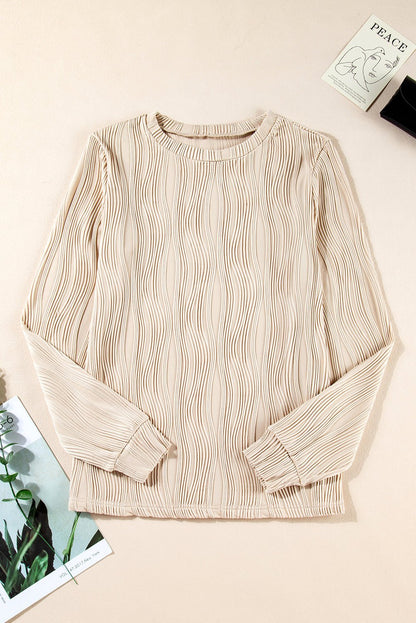 Ariana Texture Drop Shoulder Long Sleeve Top - Hello Beautiful BoutiqueLong Sleeve TopsThreaded Pear