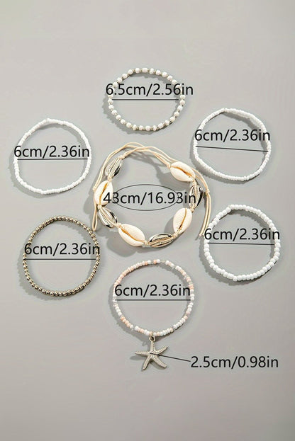 Ariya Seashell Beaded Bracelet Set - Hello Beautiful BoutiqueJewelryThreaded Pear