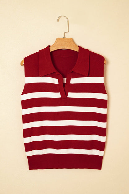 Ariya Stripe Collared Sweater - Hello Beautiful BoutiqueSweater VestsThreaded Pear