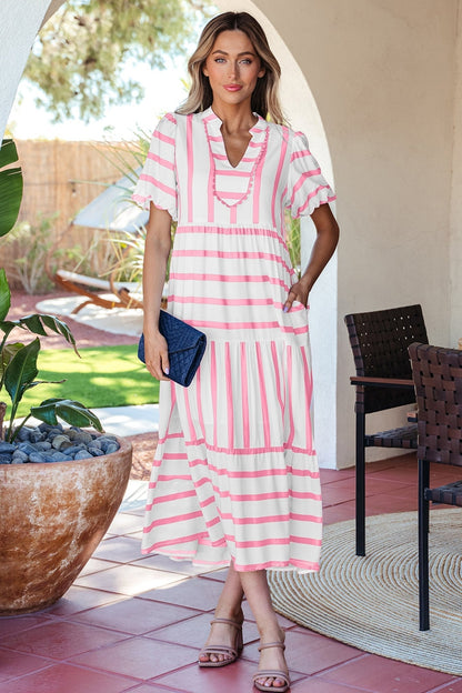 Ariyah Half Sleeve Vacation Dress - Hello Beautiful BoutiqueMidi DressesThreaded Pear