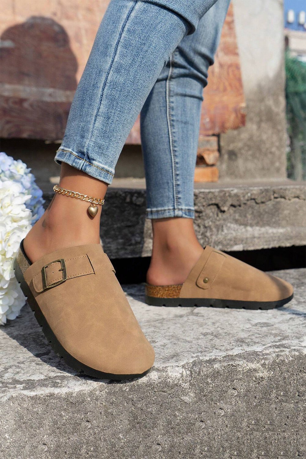 Ariyah Suede Buckle Detail Slippers - Hello Beautiful BoutiqueSlippersThreaded Pear