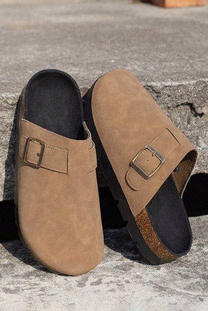 Ariyah Suede Buckle Detail Slippers - Hello Beautiful BoutiqueSlippersThreaded Pear