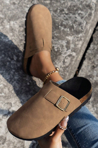 Ariyah Suede Buckle Detail Slippers - Hello Beautiful BoutiqueSlippersThreaded Pear