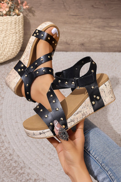 Arleth Out Leather Wedge Sandals - Hello Beautiful BoutiqueSandalsThreaded Pear