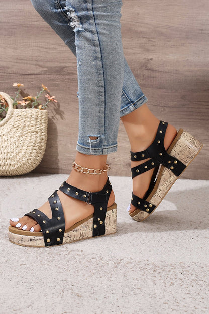 Arleth Out Leather Wedge Sandals - Hello Beautiful BoutiqueSandalsThreaded Pear