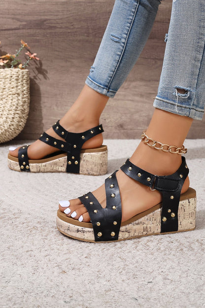Arleth Out Leather Wedge Sandals - Hello Beautiful BoutiqueSandalsThreaded Pear