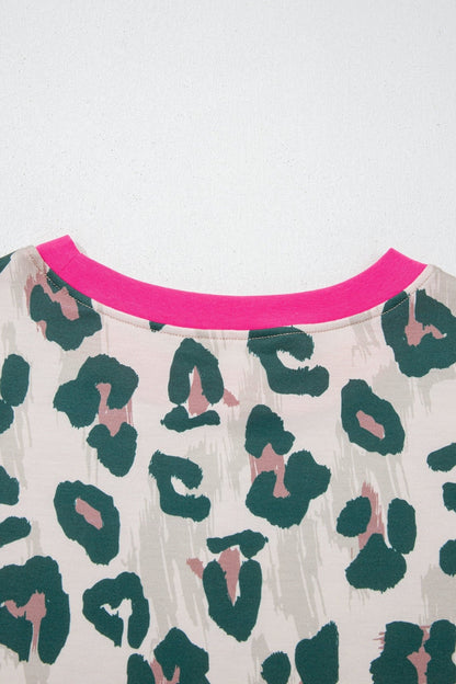 Arleth Print Contrast Trim Top - Hello Beautiful BoutiqueShort SetsThreaded Pear