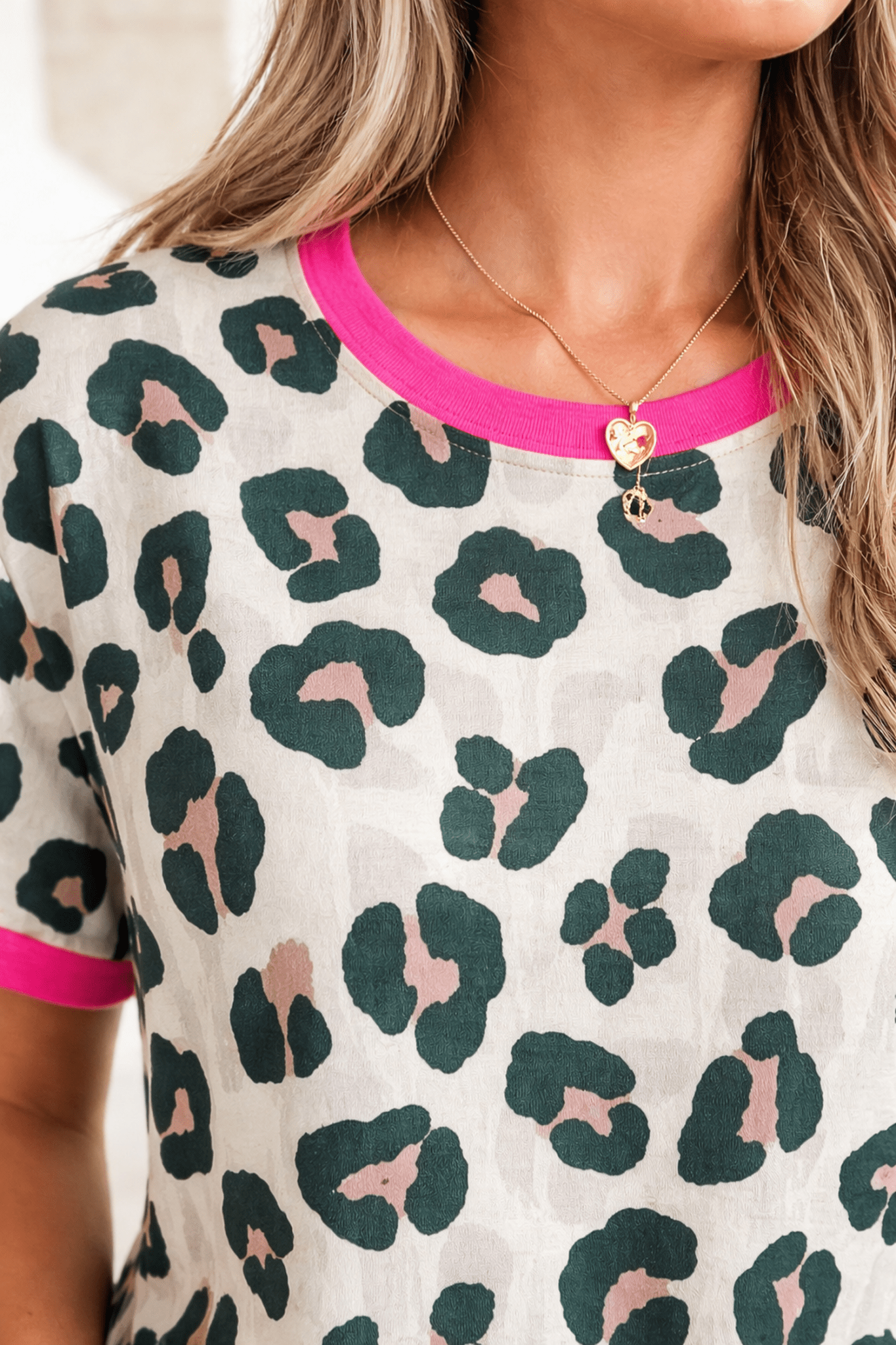 Arleth Print Contrast Trim Top - Hello Beautiful BoutiqueShort SetsThreaded Pear