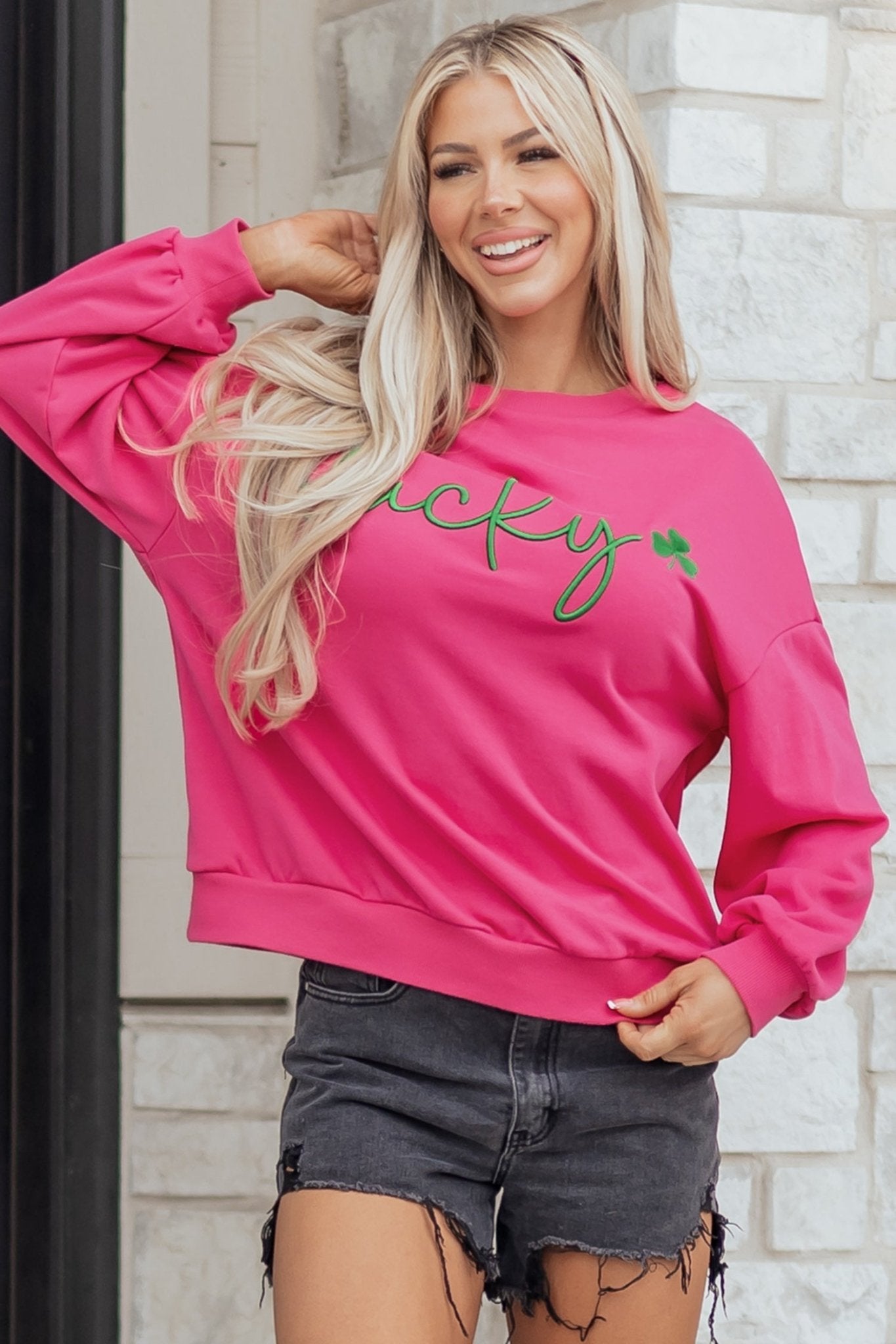 Armani Clover Embroidered Loose Pullover - Hello Beautiful BoutiqueSweatshirts & HoodiesThreaded Pear