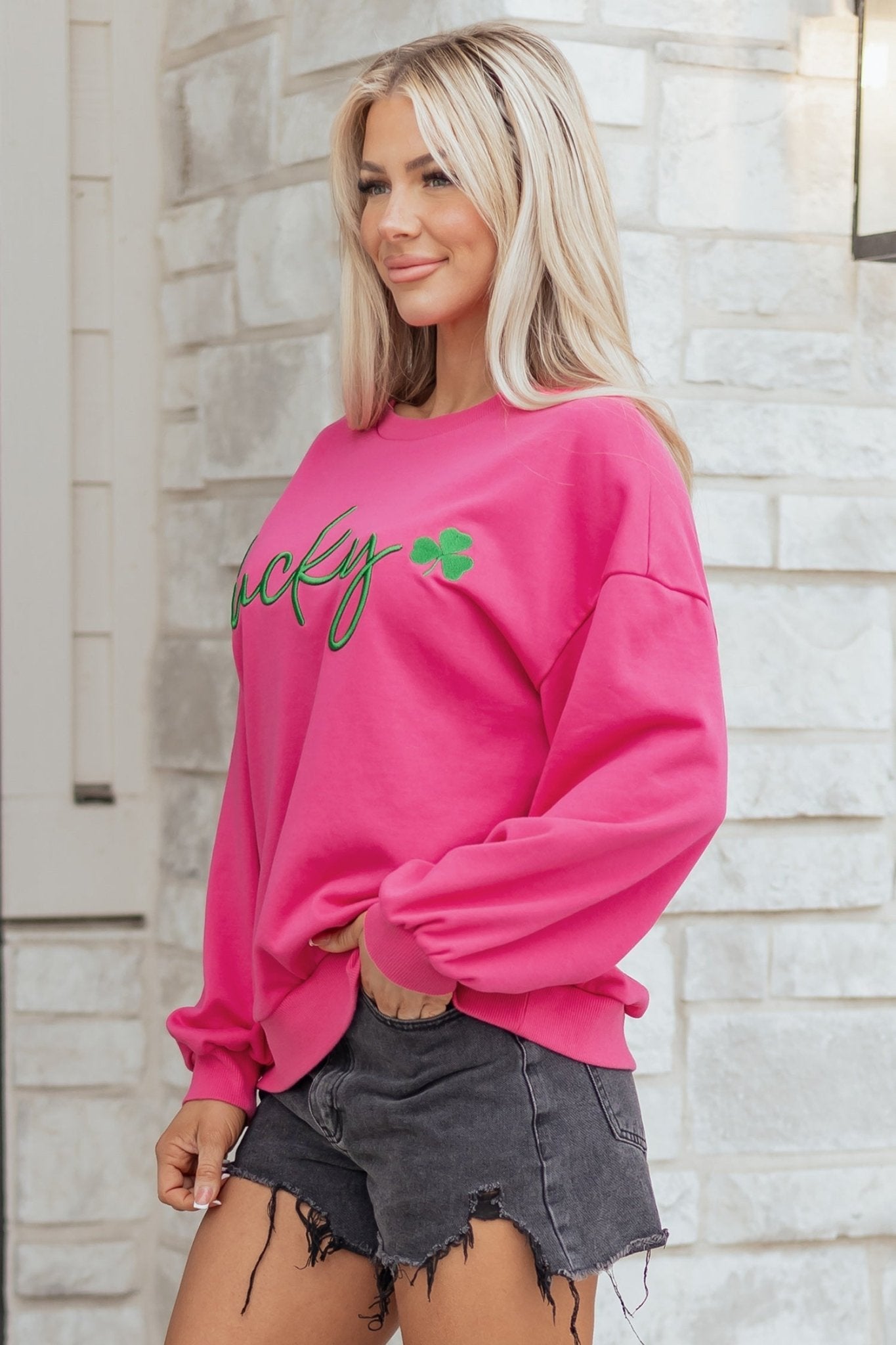 Armani Clover Embroidered Loose Pullover - Hello Beautiful BoutiqueSweatshirts & HoodiesThreaded Pear