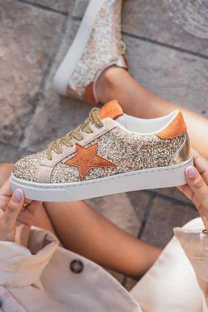 Armani Sequined Lace Up Sneakers - Hello Beautiful BoutiqueWomens ShoesThreaded Pear