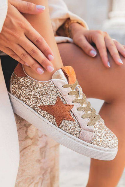 Armani Sequined Lace Up Sneakers - Hello Beautiful BoutiqueWomens ShoesThreaded Pear