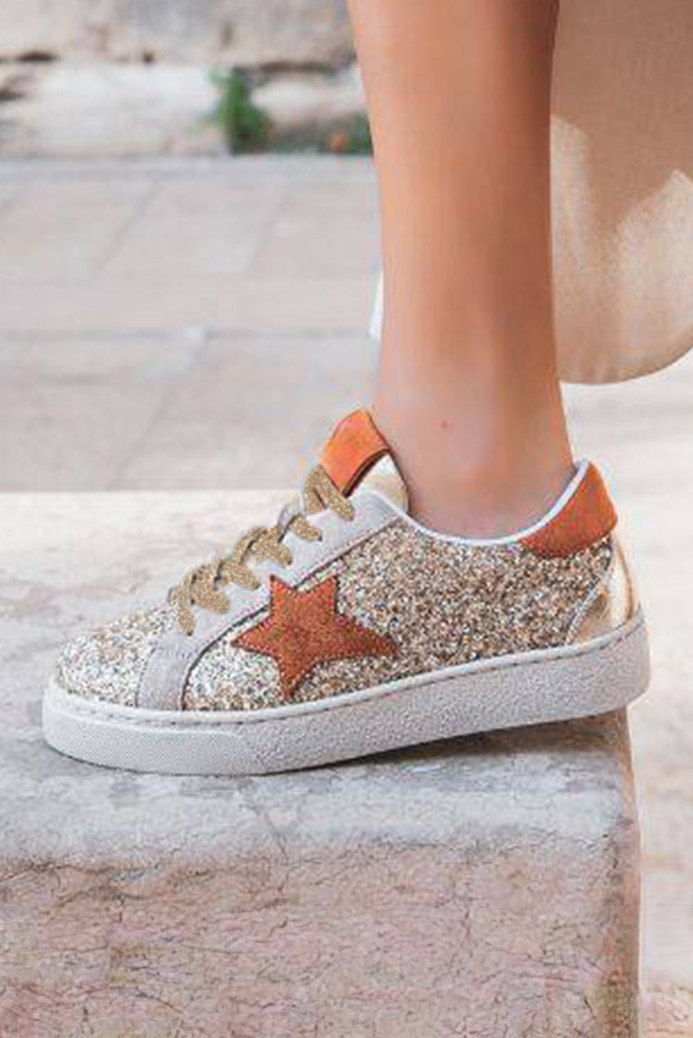 Armani Sequined Lace Up Sneakers - Hello Beautiful BoutiqueWomens ShoesThreaded Pear