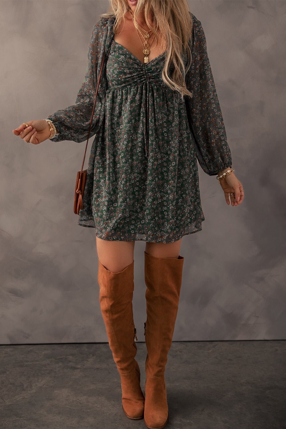 Armani Shirred Back Mini Dress - Hello Beautiful BoutiqueFloral DressesThreaded Pear