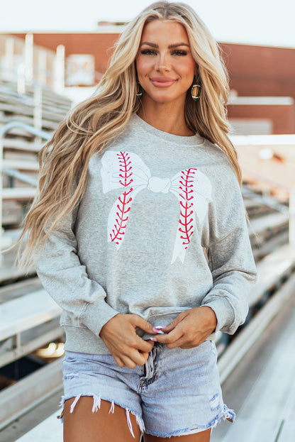 Ashalia baseball bow Sweatshirt - Hello Beautiful BoutiqueGraphic SweatshirtsThreaded Pear