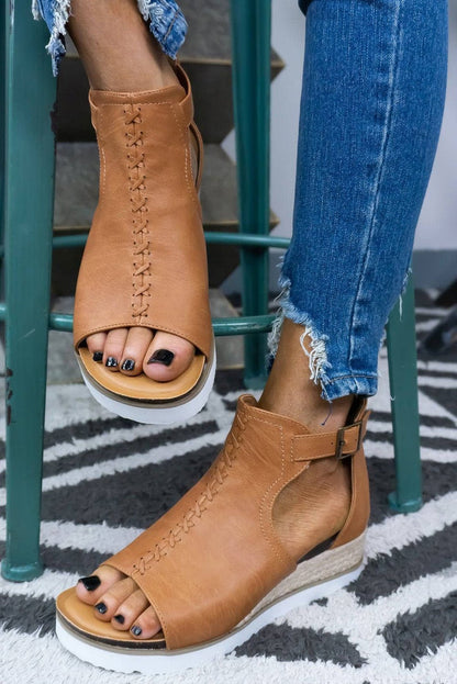 Ashley Buckle Strap Platform Sandals - Hello Beautiful BoutiqueSandalsThreaded Pear