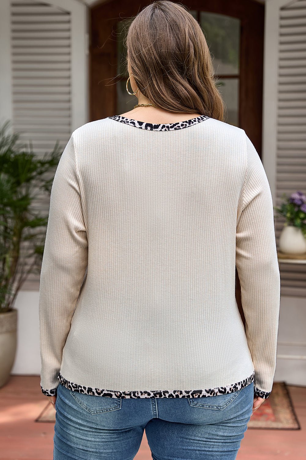 Ashley Contrast Edge Knit PLUS Top - Hello Beautiful BoutiquePlus Size Long Sleeve TopsThreaded Pear