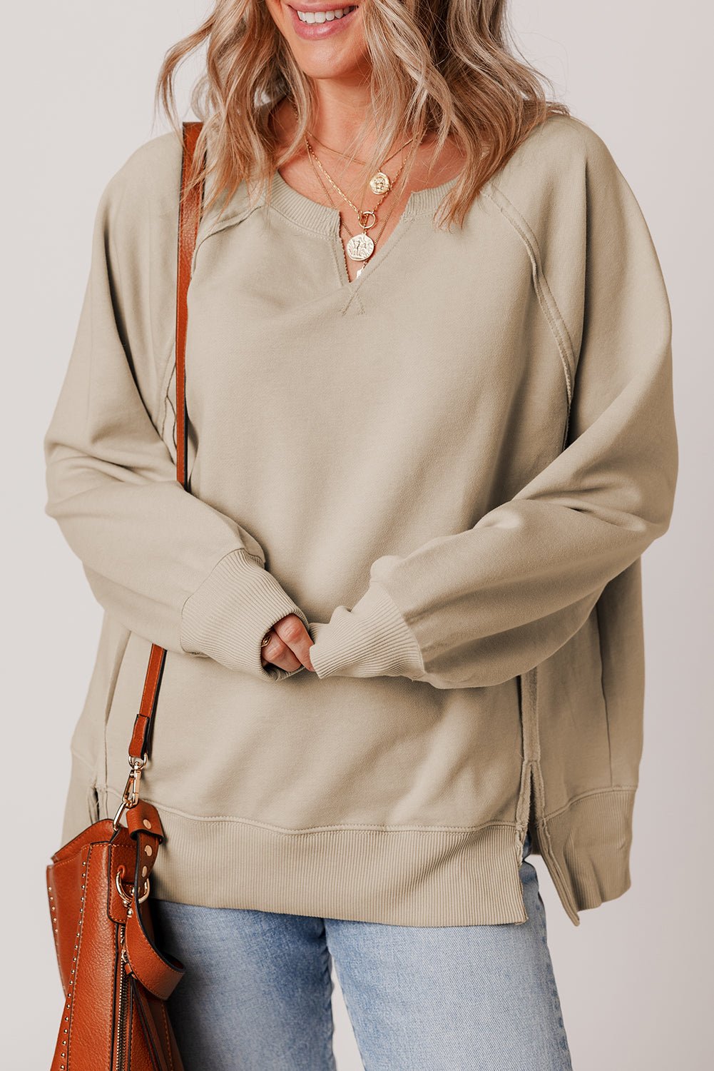 Ashley Sleeve Side Slit Sweatshirt - Hello Beautiful BoutiqueSweatshirts & HoodiesThreaded Pear