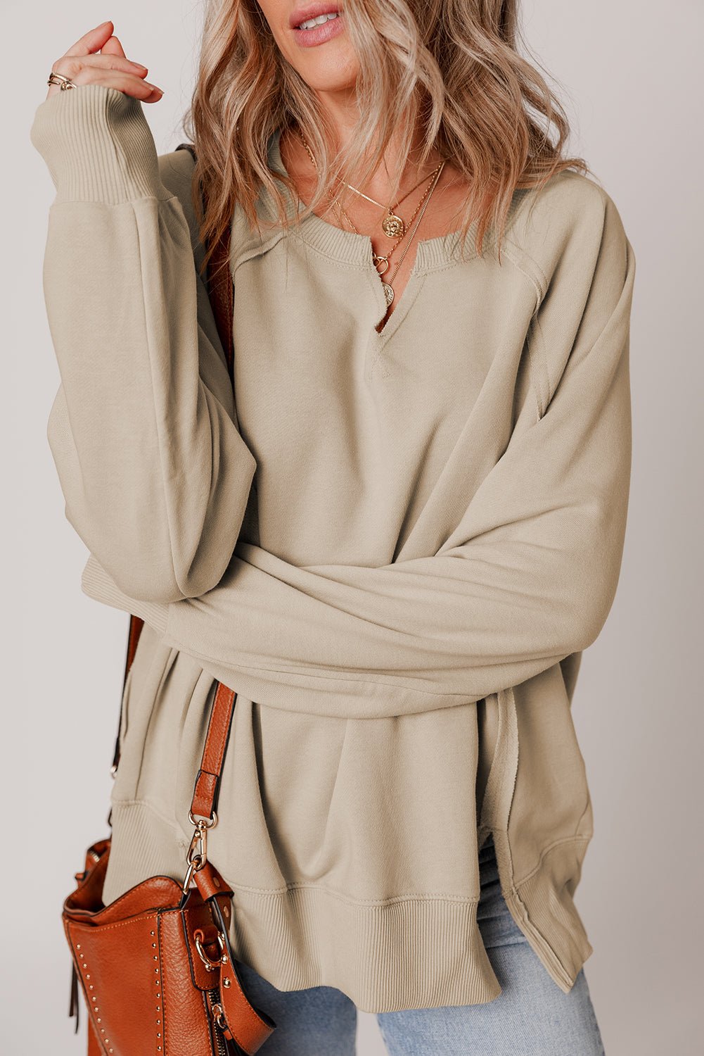 Ashley Sleeve Side Slit Sweatshirt - Hello Beautiful BoutiqueSweatshirts & HoodiesThreaded Pear