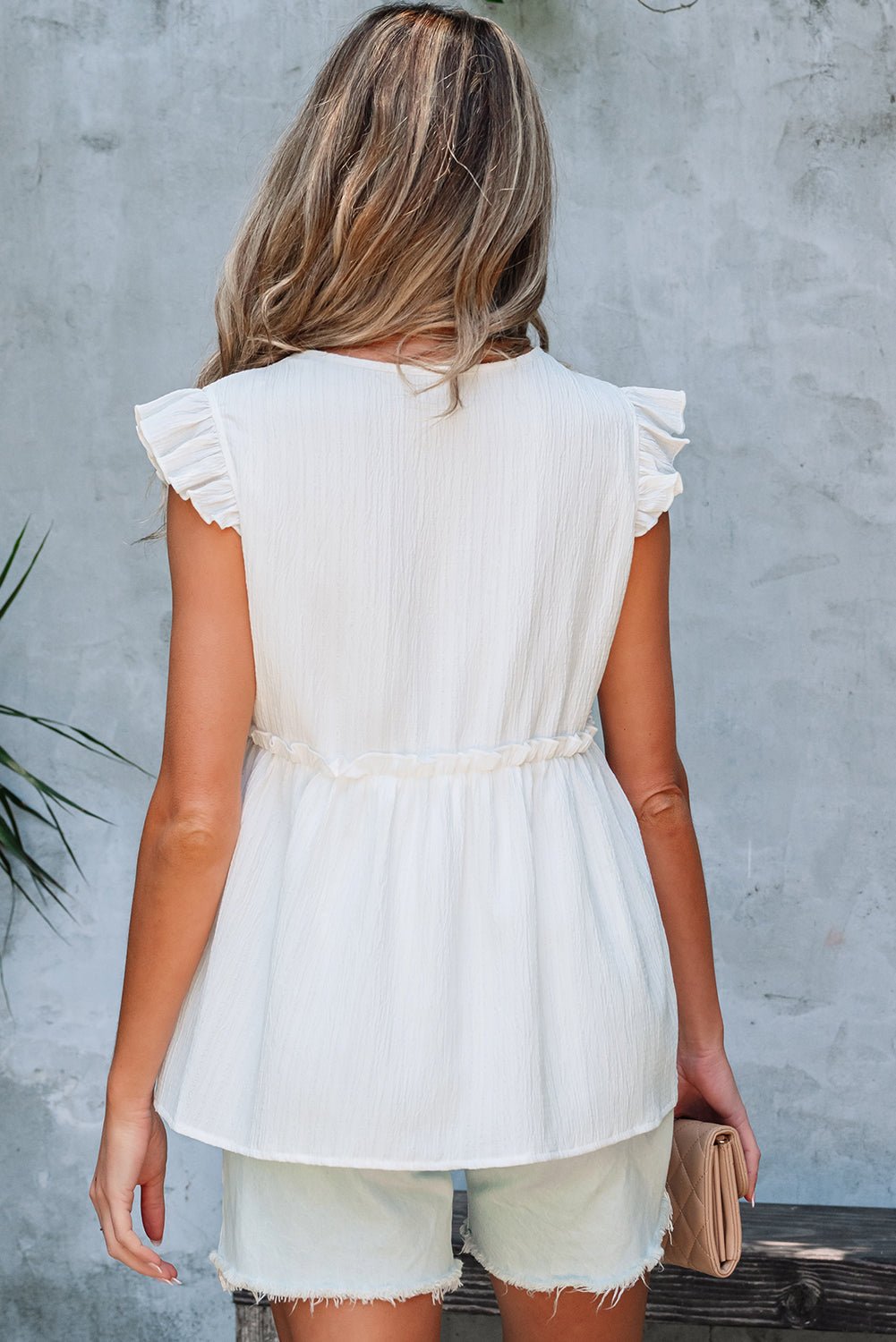Ashley Trim Flutter Flowy Top - Hello Beautiful BoutiqueBlouses & ShirtsThreaded Pear