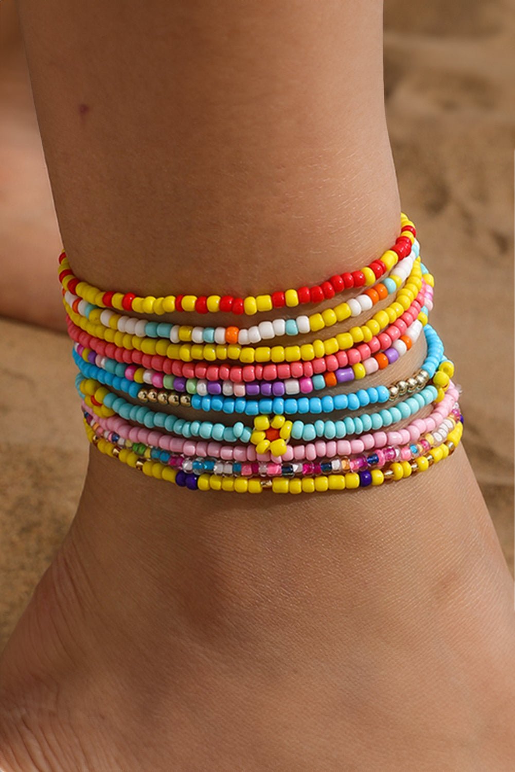 Ashlyn Layered Beaded anklet Set - Hello Beautiful BoutiqueJewelryThreaded Pear