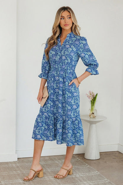 Athena Bracelet Sleeve Long Dress - Hello Beautiful BoutiqueFloral DressesThreaded Pear