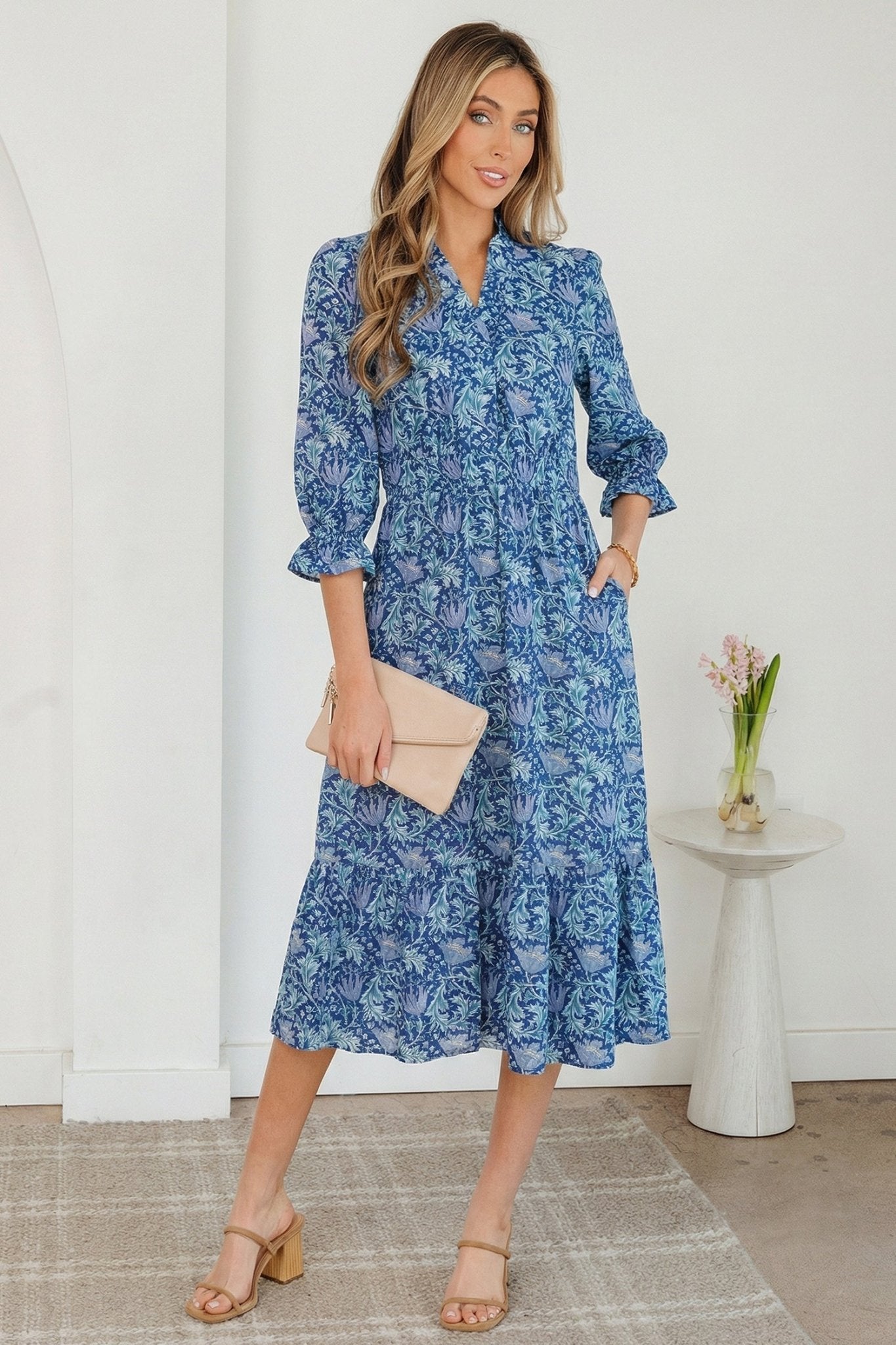 Athena Bracelet Sleeve Long Dress - Hello Beautiful BoutiqueFloral DressesThreaded Pear