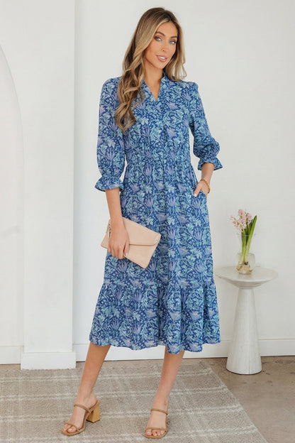 Athena Bracelet Sleeve Long Dress - Hello Beautiful BoutiqueFloral DressesThreaded Pear